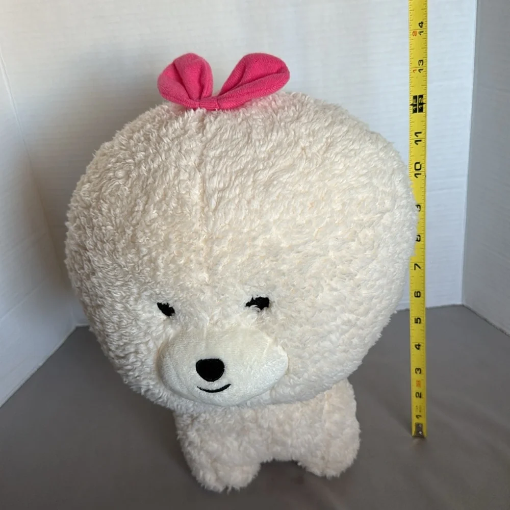 Amuse Moff Moff Bichon Plush Dog Stuffed Animal Fuzzy Pink Bow With Tags 13.5”